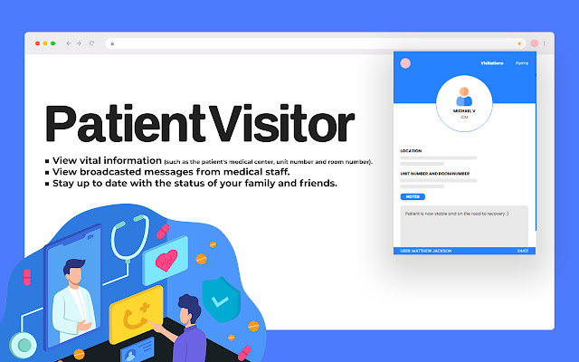 PatientVisitor ຈາກຮ້ານເວັບ Chrome ທີ່ຈະດໍາເນີນການກັບ OffiDocs Chromium ອອນໄລນ໌