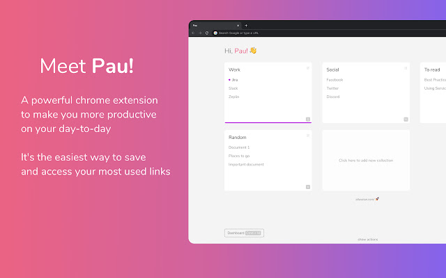 Pau | Bookmark Manager  from Chrome web store to be run with OffiDocs Chromium online