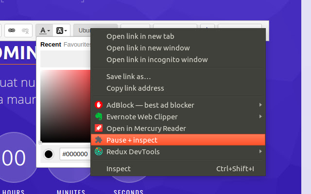 Çevrimiçi OffiDocs Chromium ile çalıştırılacak Chrome web mağazasından Inspect'i duraklatın