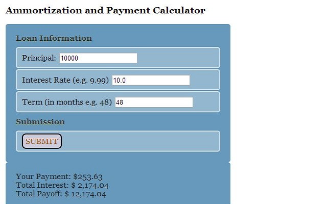 Payment Calculator  from Chrome web store to be run with OffiDocs Chromium online