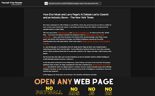 Paywall Free Reader  from Chrome web store to be run with OffiDocs Chromium online