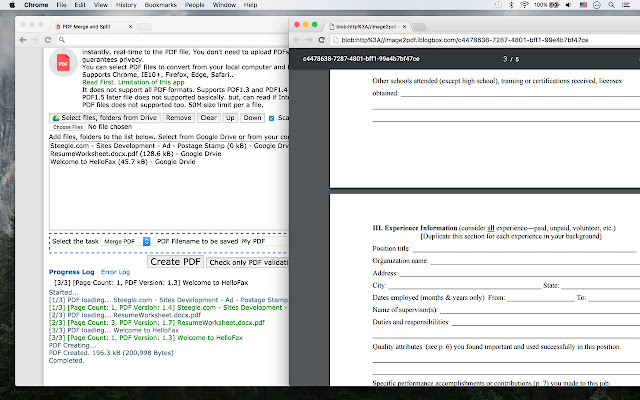 PDF Merge and Split (Without Server)  from Chrome web store to be run with OffiDocs Chromium online