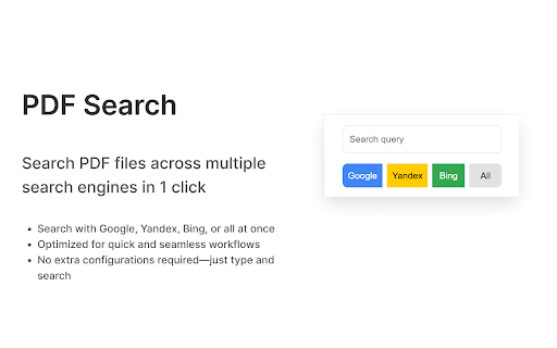 PDF Search Easiest Way to Find PDFs Online  from Chrome web store to be run with OffiDocs Chromium online