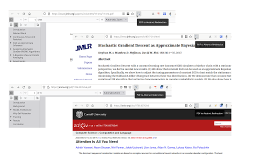 PDF to Abstract Redirection  from Chrome web store to be run with OffiDocs Chromium online