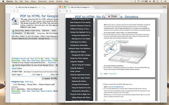 PDF to HTML and PDF Compress  from Chrome web store to be run with OffiDocs Chromium online