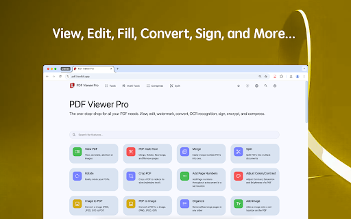 PDF Viewer Pro View, Edit, Fill, Convert, Sign, and More  from Chrome web store to be run with OffiDocs Chromium online