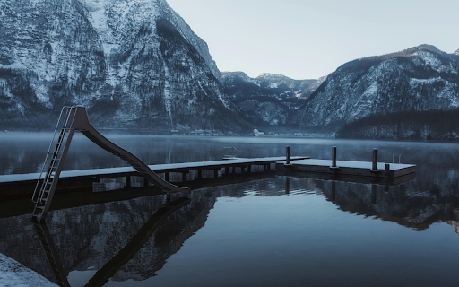 Peaceful Winter Lake with Scenic Mountain Backdrop  from Chrome web store to be run with OffiDocs Chromium online