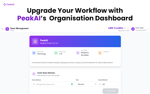 PeakAI : Free instant Email ids from LinkedIn profiles  from Chrome web store to be run with OffiDocs Chromium online