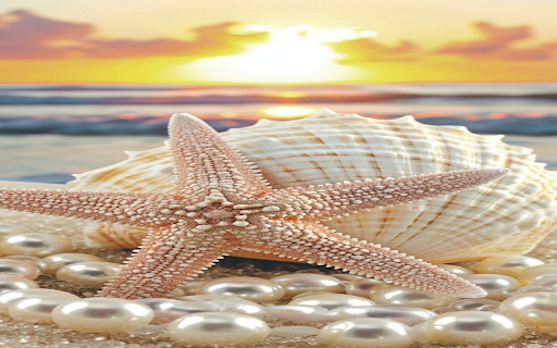 Pearl and starfish wallpaper  from Chrome web store to be run with OffiDocs Chromium online