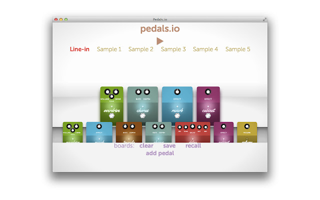 Pedals.io – Guitar effects in the cloud  from Chrome web store to be run with OffiDocs Chromium online