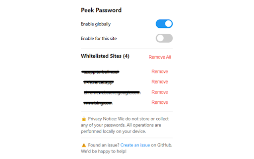Peek Password  from Chrome web store to be run with OffiDocs Chromium online