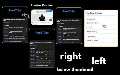 PeekTube  from Chrome web store to be run with OffiDocs Chromium online