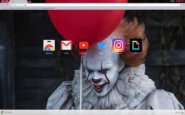 Pennywise with Balloon | It (2017 film)  from Chrome web store to be run with OffiDocs Chromium online