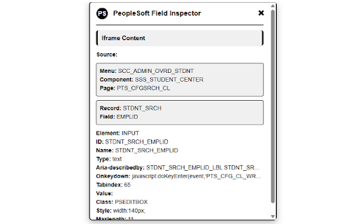PeopleSoft Field Inspector  from Chrome web store to be run with OffiDocs Chromium online