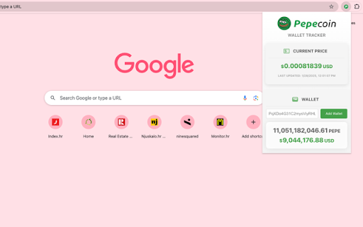 Pepecoin Network Price/Wallet Tracker  from Chrome web store to be run with OffiDocs Chromium online
