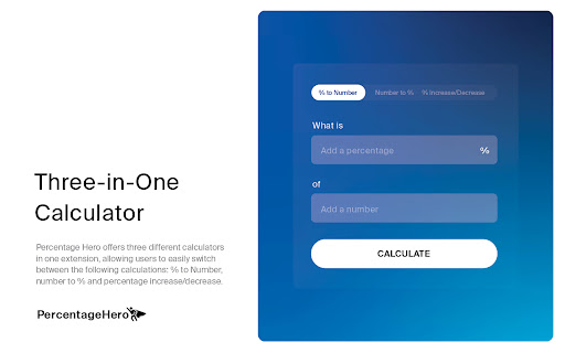 Percentage Hero  from Chrome web store to be run with OffiDocs Chromium online