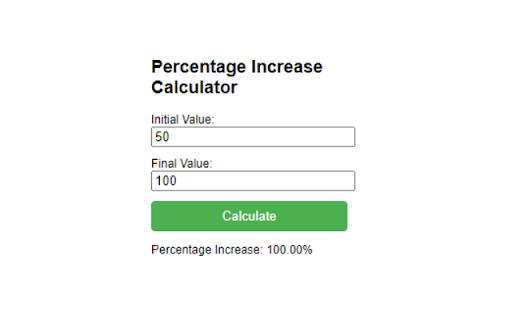 Percentage Increase Calculator  from Chrome web store to be run with OffiDocs Chromium online