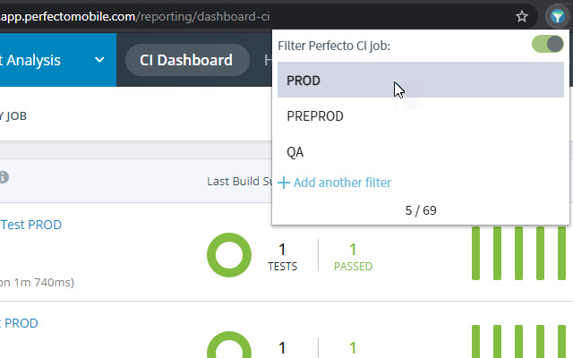 Perfecto CI Job Filter  from Chrome web store to be run with OffiDocs Chromium online