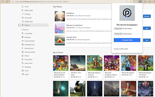 Permission Comparator  from Chrome web store to be run with OffiDocs Chromium online
