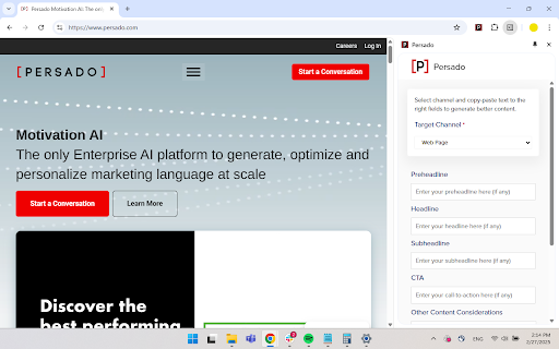 Persado  from Chrome web store to be run with OffiDocs Chromium online