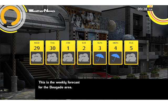 Persona 4 Weather News  from Chrome web store to be run with OffiDocs Chromium online