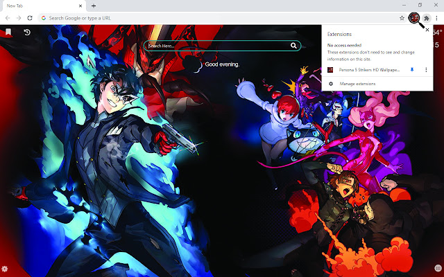 Persona 5 Strikers HD Wallpaper New Tab  from Chrome web store to be run with OffiDocs Chromium online