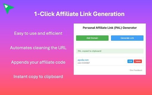 Personal Affiliate Link (PAL) Generator  from Chrome web store to be run with OffiDocs Chromium online