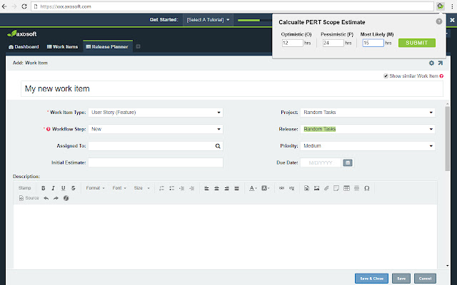 PERT Utility for Axosoft  from Chrome web store to be run with OffiDocs Chromium online