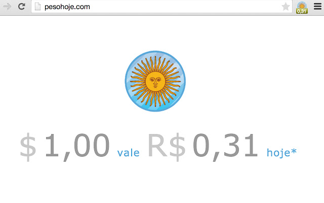 Peso Argentino Hoje  from Chrome web store to be run with OffiDocs Chromium online