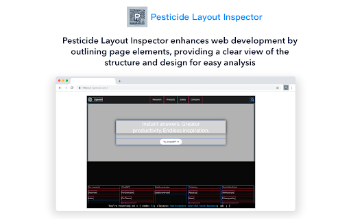 Pesticide Layout Inspector  from Chrome web store to be run with OffiDocs Chromium online