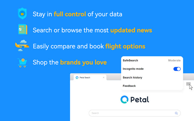 Petal Search: your complete search engine  from Chrome web store to be run with OffiDocs Chromium online