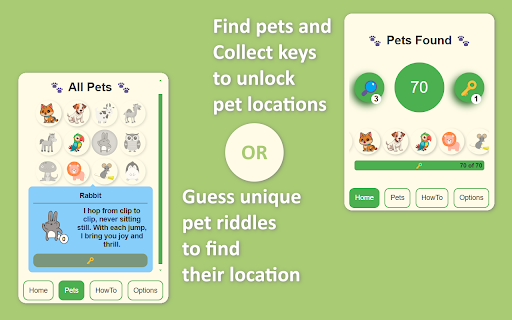 Pet Finder  from Chrome web store to be run with OffiDocs Chromium online