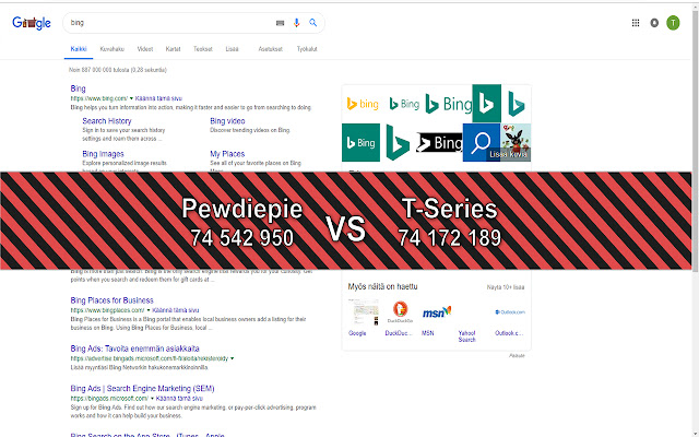 Pewdiepie vs T Series  from Chrome web store to be run with OffiDocs Chromium online