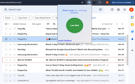 Phishing Email Detect  from Chrome web store to be run with OffiDocs Chromium online
