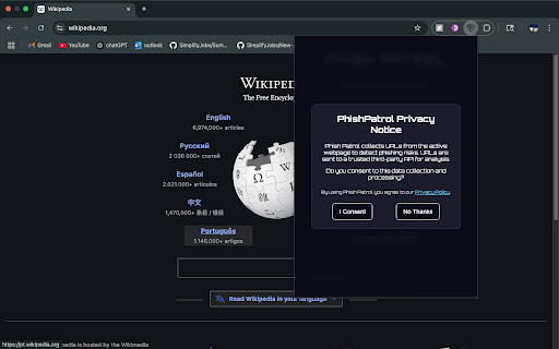 PhishPatrol LLM powered Guardian  from Chrome web store to be run with OffiDocs Chromium online