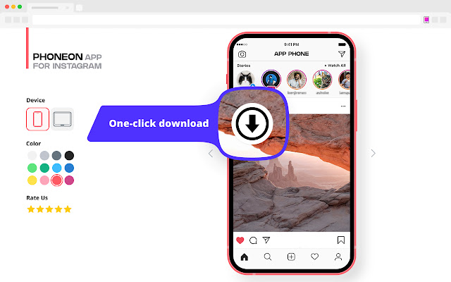 Phoneon. App para sa Instagram mula sa Chrome web store na tatakbo sa OffiDocs Chromium online