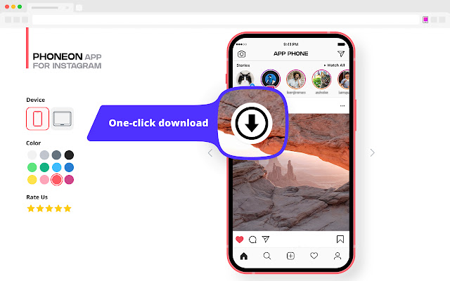 Phoneon. App for Instagram  from Chrome web store to be run with OffiDocs Chromium online