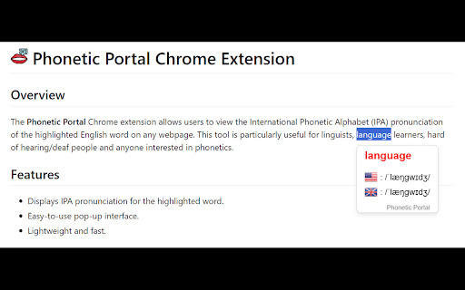 Phonetic Portal  from Chrome web store to be run with OffiDocs Chromium online