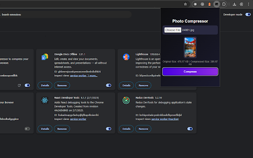 Photo Compressor  from Chrome web store to be run with OffiDocs Chromium online