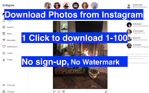 Photo Downloader for Facebook, Instagram, +  from Chrome web store to be run with OffiDocs Chromium online