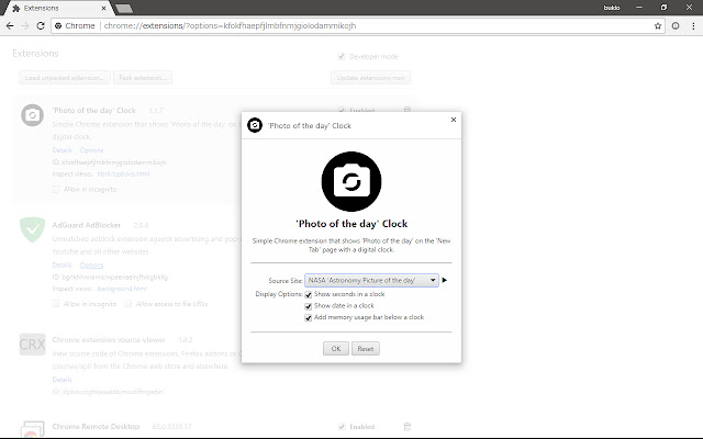 Photo of the day Clock  from Chrome web store to be run with OffiDocs Chromium online
