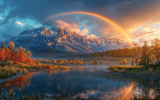 photorealistic rainbow with countryside nature landscape  from Chrome web store to be run with OffiDocs Chromium online