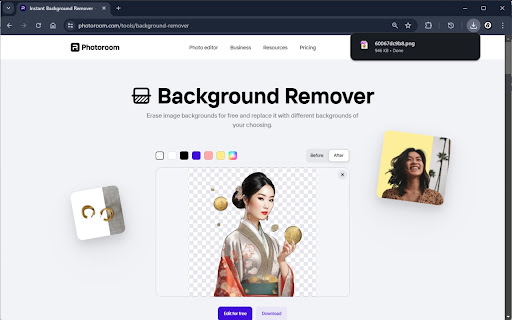 Photoroom PNG auto download  from Chrome web store to be run with OffiDocs Chromium online