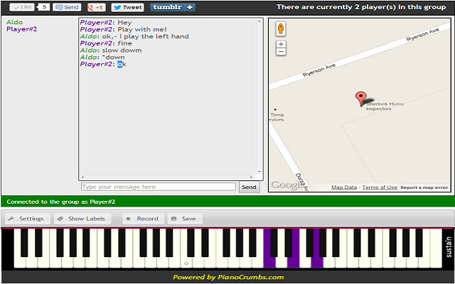 PianoChat  from Chrome web store to be run with OffiDocs Chromium online
