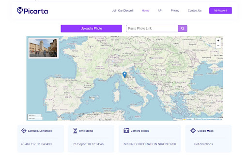 Picarta AI  from Chrome web store to be run with OffiDocs Chromium online