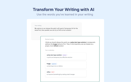 Pickvocab: AI powered Dictionary  Writing Assistant  from Chrome web store to be run with OffiDocs Chromium online