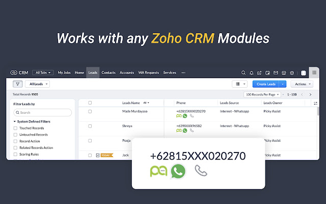 Picky Assist Zoho CRM  from Chrome web store to be run with OffiDocs Chromium online