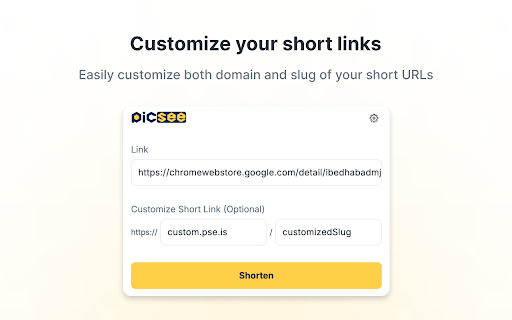 PicSee URL Shortener  QR Codes  from Chrome web store to be run with OffiDocs Chromium online