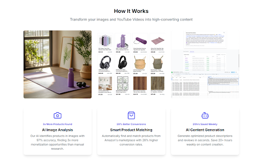 PictAffil AI powered Affiliate Products Finder in Images  Videos  from Chrome web store to be run with OffiDocs Chromium online