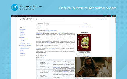 Picture In Picture for Prime Video  from Chrome web store to be run with OffiDocs Chromium online